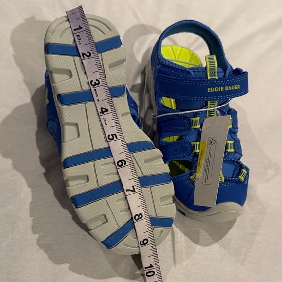 Eddie Bauer Sandals Closed Bump Toe Kids Bright Blue Lime Adventure Sandals Sz 3 - Picture 12 of 12